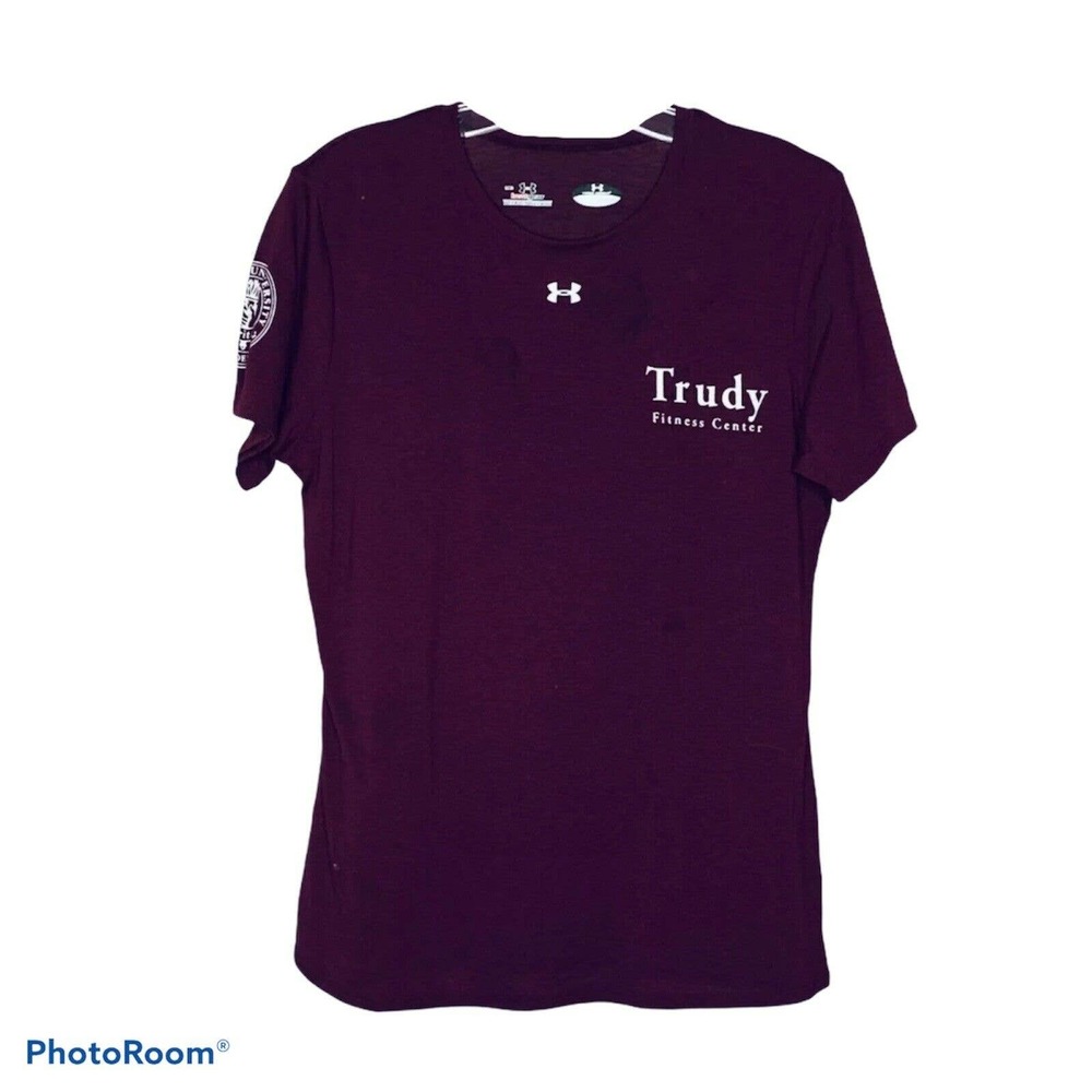 Under Armour Women's T-Shirt Maroon Red Short Sleeve‎ Top Trudy Fitness Center M